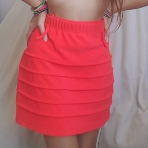 Neon Coral Bodycon Skirt